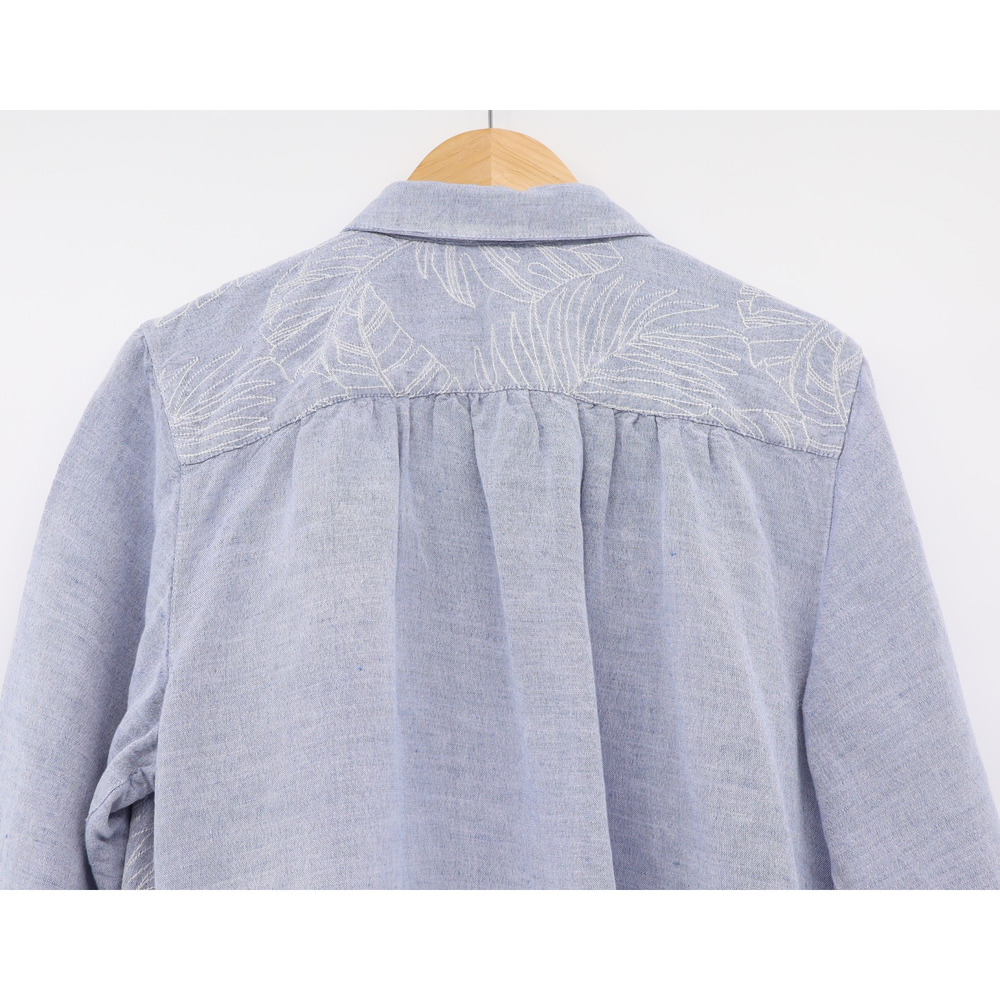Tommy Bahama Women's Linen Blend Shirt Dress Embroidered Floral Blue/White Sz L - Picture 4 of 6